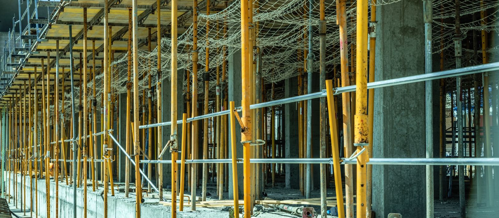 Close view of cuplock scaffolding assembly on Bladez scaffolding equipment on site